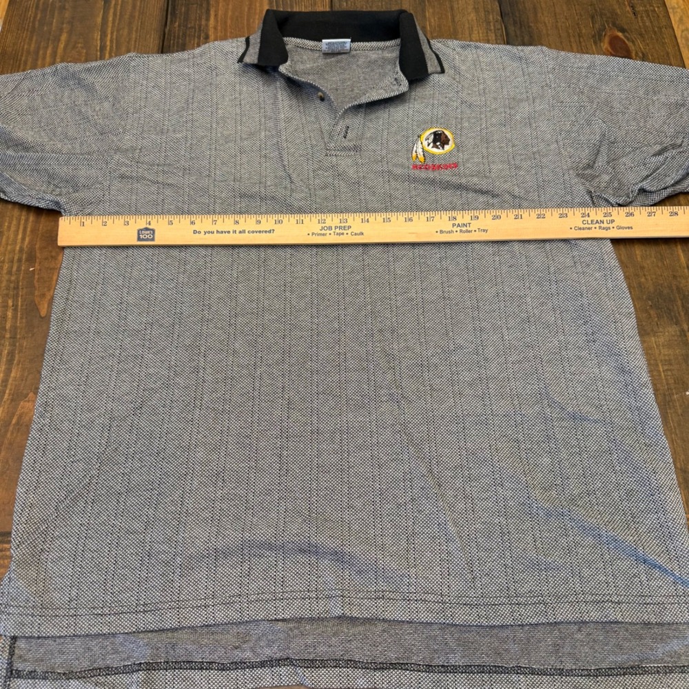 Dynasty Washington Redskins Polo Shirt Mens XL Grey Black Textured Knit Vintage - Picture 6 of 7